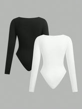 Women Casual Two-Tone Long Sleeve Bodysuit